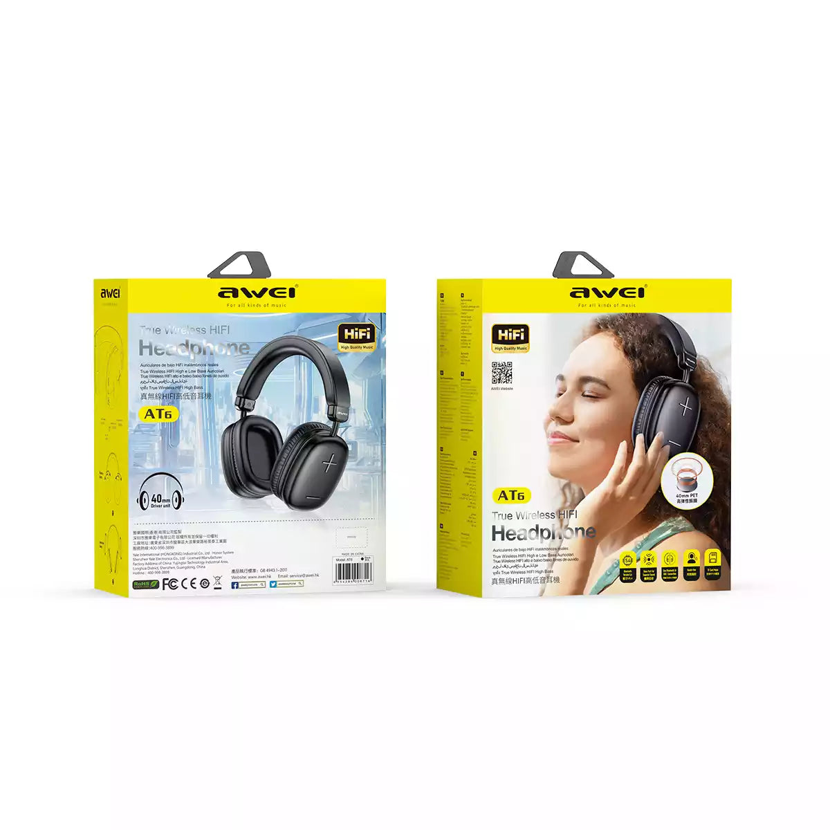Awei AT6 Wireless Headphones Bluetooth V5.3 Black Awei AT6 Wireless Headphones Bluetooth V5.3 Black
